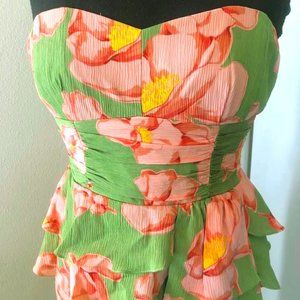 Nanette Lepore Floral Bodice Dress with Ruffles